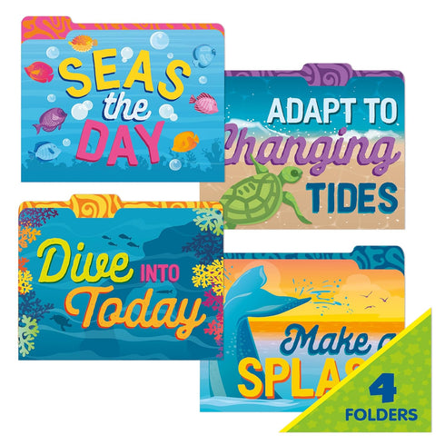 Eureka Seas The Day Student and Teacher File Folders, 9" x 11.5", 4 Pieces