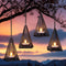 Solar Hanging Lights Outdoor, 4 Pack Hanging Lanterns Candle Holder with Solar