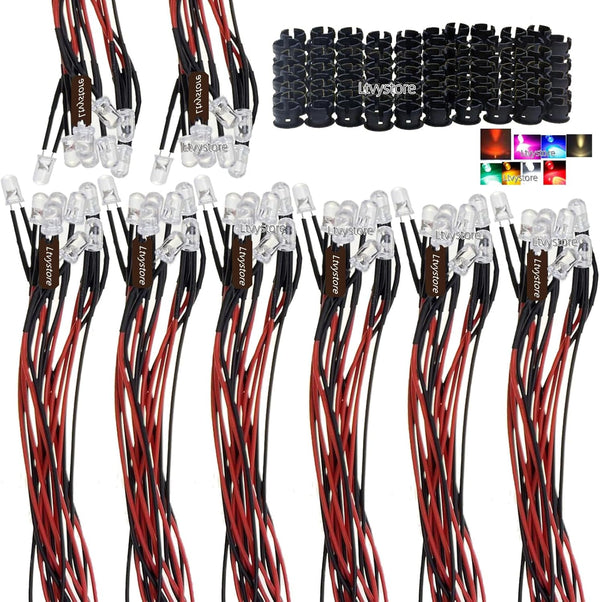 Ltvystore 80Pcs 5MM 5V 8Colors LED Pre Wired Prewired Lamp Light Bulb Prewired