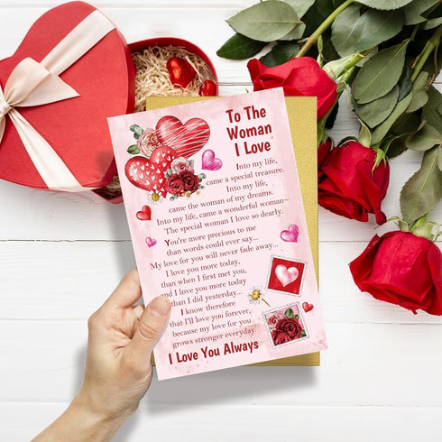 Obbyidk Romantic Valentine's Day Card for Women, Sweet Valentines Card for Wife Girlfriend, Vday Gifts for Her, My Love