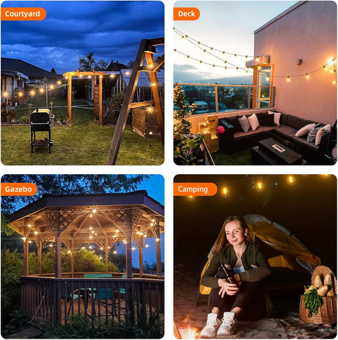 Bulbs IP65 Dimmable Kawaya Outdoor String Lights, LED Patio Light, Shatterproof Edison Globe - Waterproof Hanging Light