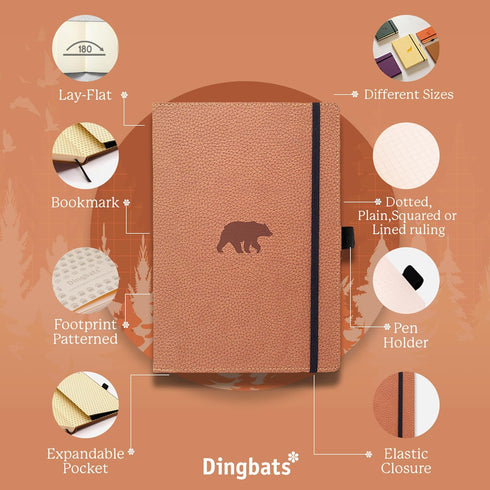 Dingbats* Wildlife Dotted Extra Large A4 Notebook, PU Leather Hardcover Journal for Work, Writing
