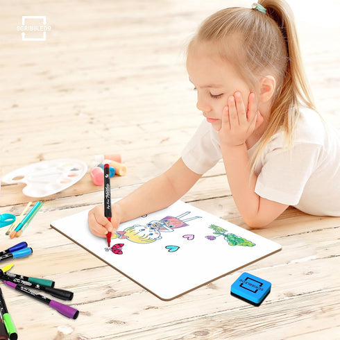 SCRIBBLEDO 2 Pack Small White Board, 9x12 Inch Dry Erase Mini Whiteboard for Students, Handheld Personal Boards