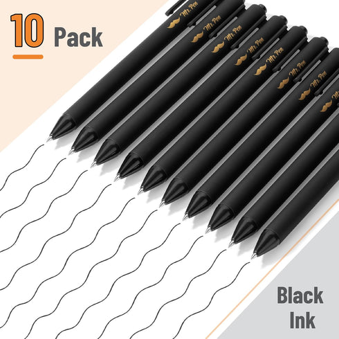 Mr. Pen- Retractable Gel Pens, 10 Pack, Black Ink Gel Pens, Black Barrels, Fast Dry, Gel Pens Fine Point 0.5mm, Retractable Pens, Cute Pens, Gel Ink Pens, Aesthetic Pens for Journaling Fine Tip Pens by Mr. Pen