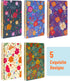 Spiral Notebooks 5 Subject 5-Pack, College Ruled Hardcover with Removable Dividers, 160 Pages Each, A5 Cute Floral