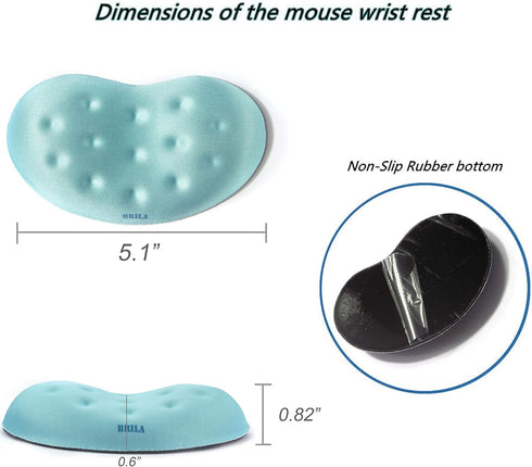 BRILA Ergonomic Memory Foam Mouse Wrist Rest Support Pad for Computer, Laptop, Office Work (Aquamarine)