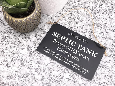 Stylish Black and White SEPTIC TANK Sign | Notice for Toilet | Bathroom | W.C