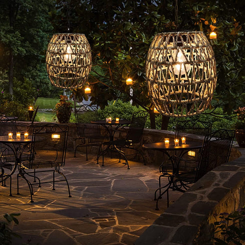 Outdoor Solar Hanging Lantern, Rattan Outdoor Chandelier Solar Chandelier Outdoor Outdoor Chandelier for Gazebo Solar