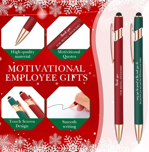 Sayglossy 24 Set Employee Appreciation Gifts Bulk Thank You Motivational Ballpoint Ink Pens with Inspirational Cards