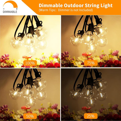 60 32 G40 Bulbs, Dimmable 2700K Svater Outdoor String Lights LED FT, Patio Globe Lights with Plastic Waterproof Outside