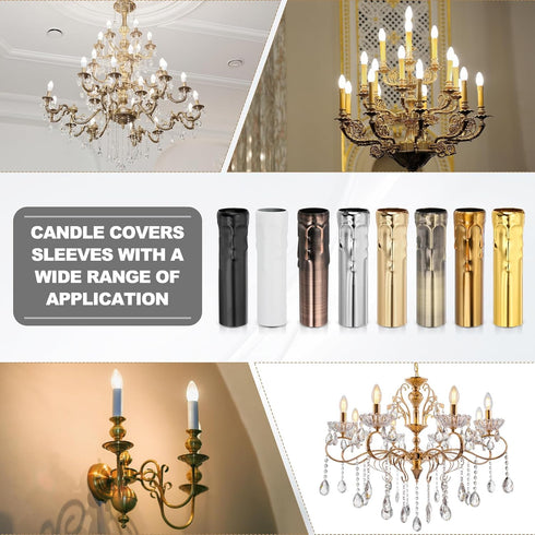 3.94 9 E14 Bulb PATIKIL Tall Candle Covers Sleeves, Pcs Metal Chandelier Socket Sleeves with Dripping Candelabra Base
