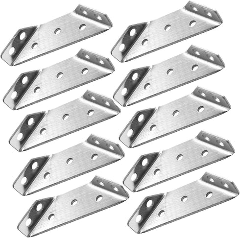 Trapeziform Angle Brackets - Stainless Steel Angle Corner Braces for Desk Edge, Box, Wood Beam, Pack of 10