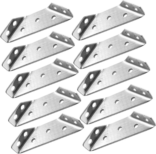 Trapeziform Angle Brackets - Stainless Steel Angle Corner Braces for Desk Edge, Box, Wood Beam, Pack of 10