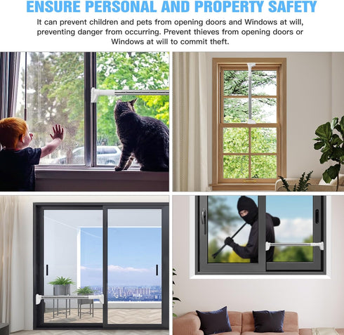ROZEKEAN 17.5"-53 Sliding Door Security Bar(Stainless Steel ") Child Proof Sliding Door Lock Bar with Anti Lift Lock