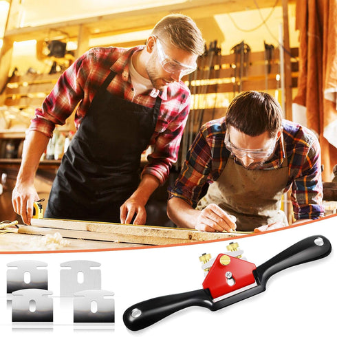 6 Pieces Adjustable Spokeshave Set, 1 Adjustable Spokeshave with Flat Base and 5 Metal Blades