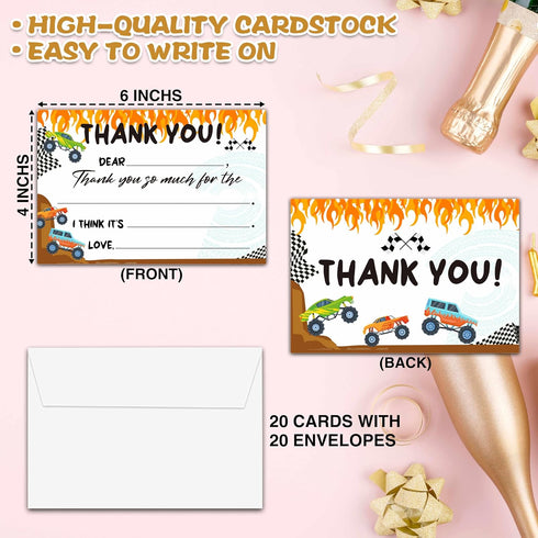 Chuxvon (20 20 -04 Kids Thank You Cards Fill in the Blank, Truck Thank You Cards, Jam Greeting Cards, Thank You Notes