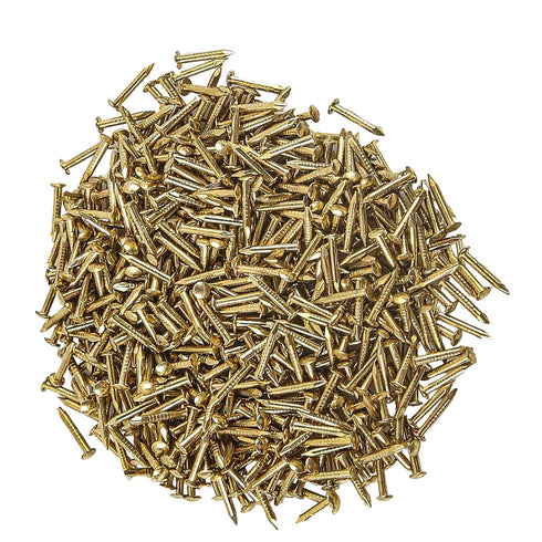 newlng 500pcs Tiny Round Head Nail Fasteners for String Art, 1 X 10mm/0.04"X0.4"(DXL), Gold Hand-Made Hardware
