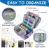 VASCHY Large Pencil Case Bag, Art Supply Marker Organizer with Detachable Layers, Multiple Zipper Pockets, Purple