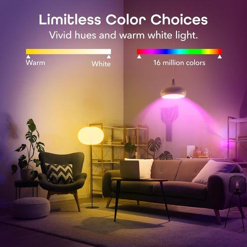 Bulbs 2-Pack, A19, 800 60W Dimmable, 2700K, Geeni Prisma Smart Light Color Changing RGBW LED, Lumens, Equivalent, Works