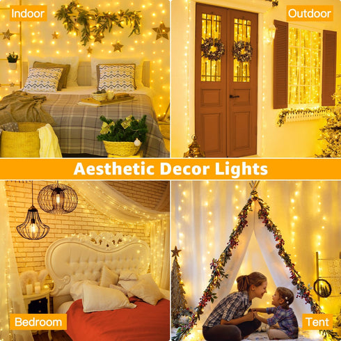 Ollny 120LED 40FT String Lights, Warm White Waterproof Fairy Lights with Timer, 8 Modes Plug in for Indoor Outdoor