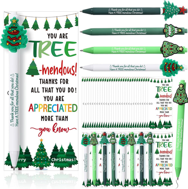 Sayglossy 48 Set Christmas Pen Bulk Christmas Appreciation Gifts Set for Employee Staff
