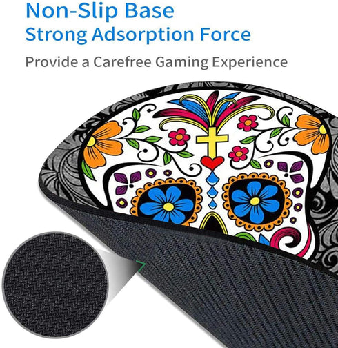 Round Mouse Pad and Coasters Set, Sugar Skull Non-Slip Rubber Mousepad for Gaming and Working