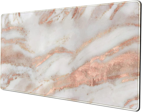 Rose Gold Marble Desk Mat, Cute Mouse Pad, Large Gaming Mousepad (31.5x15.75 in) for Work/Office/Home