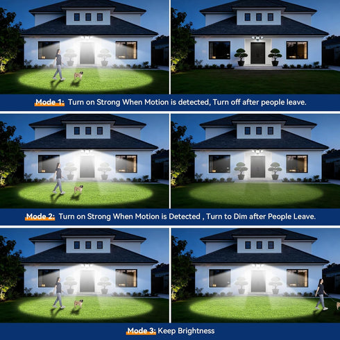 7000LM, 6500K, 3 LED Security Lights Motion Sensor Light Outdoor, Waterproof, Flood Light Outdoor Motion Detector
