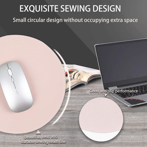 YSAGi 2 Pack Ultra Thin Waterproof PU Leather Mouse Pad, Stitched Edges, Office/Home, Pink