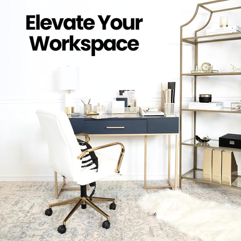 Gold Desk Accessories for Women Office, 6 Piece Gold Desk Set, Office Supplies Gold Organizer - Office Organization Set