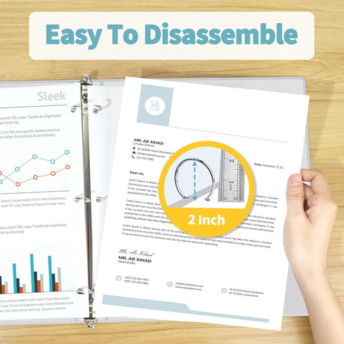 SUNEE 2 Pack 3 Ring Binder, 2 Inch Clear View, PVC-Free, Fits 8.5x11 Inches for School or Office Supplies