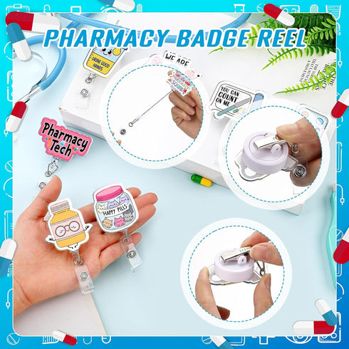 Jiytivity 60 Pcs Pharmacy Gifts Funny Pharmacy Technician Gifts Include Pharmacy Badge Reel Bulk Thank You Cards