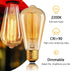 Sevici Bulbs 110V 60W 6 Pack, ST64 Bulb 280LM 2200K Dimmable E26/E27 Bulbs Bulbs Antique Edison Light Decorative