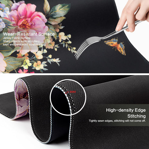 Vimorco Pink Floral Butterfly Flower Desk Mat Mouse Pad, XXL Extended Gaming Mousepad for Women, 31.2x15.6 in
