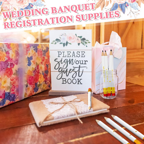 Crtiin 50 Pcs Wedding Pencils for Bridal Shower, Mini Golf Pencils with Eraser, Pre Sharpened