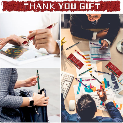 60 Set Resurhang Employee Appreciation Gift Bulk Inspirational Ballpoint Pen with Stylus Tips Card Office Thank You