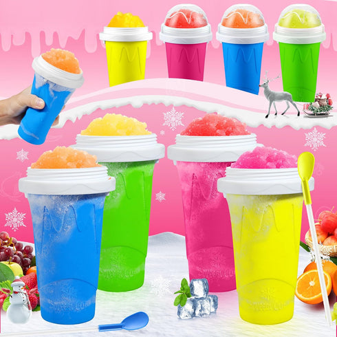 2 Pack Frozen Slushy Cup, Slushie Maker Cups, Magic Quick Squeeze Cups for Ice Cream Juice Milk Yogurt, DIY Smoothie