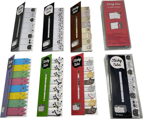 Cutepaper - Mini Lovely Cats Bookmark Sticky Notes, 720 Pages Colorful Memo Pad, Cute Animals Sticky Page Flags Gift