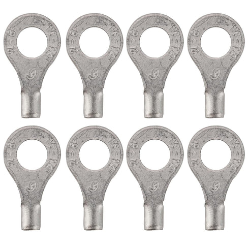 100Pcs Non-Insulated Ring Terminal, AWG16-14 Electrical Wire Crimp Connectors, 1/4" Stud O-Type