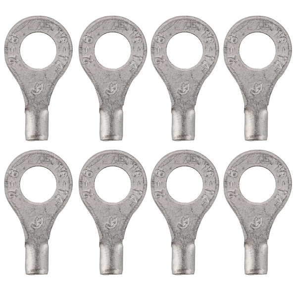 100Pcs Non-Insulated Ring Terminal, AWG16-14 Electrical Wire Crimp Connectors, 1/4" Stud O-Type
