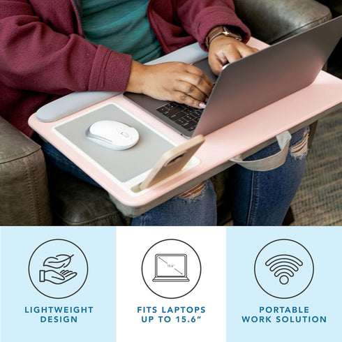 LAPGEAR Home Office Pro Lap Desk with Wrist Rest, Mouse Pad, and Phone Holder - Fits up to 15.6 Inch Laptops