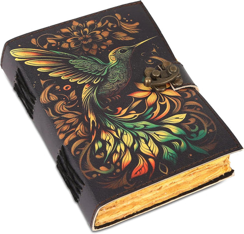 Blank Book of Shadows Spell Leather Journal, Vintage Notebook with 200 Pages for Wiccan Sketching