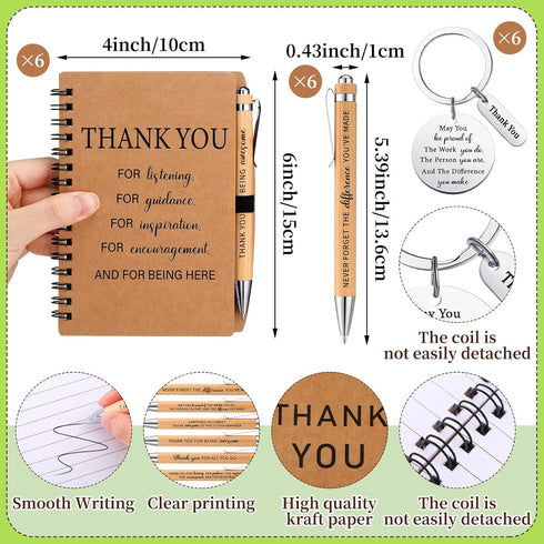Wavwavw 6 Set Employee Appreciation Gifts Bulk, Gifts for Coworkers, Doll Crochet with Card Inspirational Journals