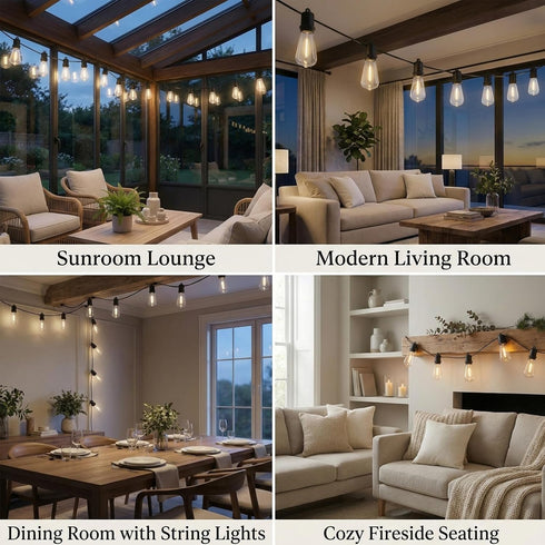 25FT 13 ST38 Bulbs, Dimmable LED Outdoor String Lights, Shatterproof Edison Waterproof Patio Decor for Outside, Bistro