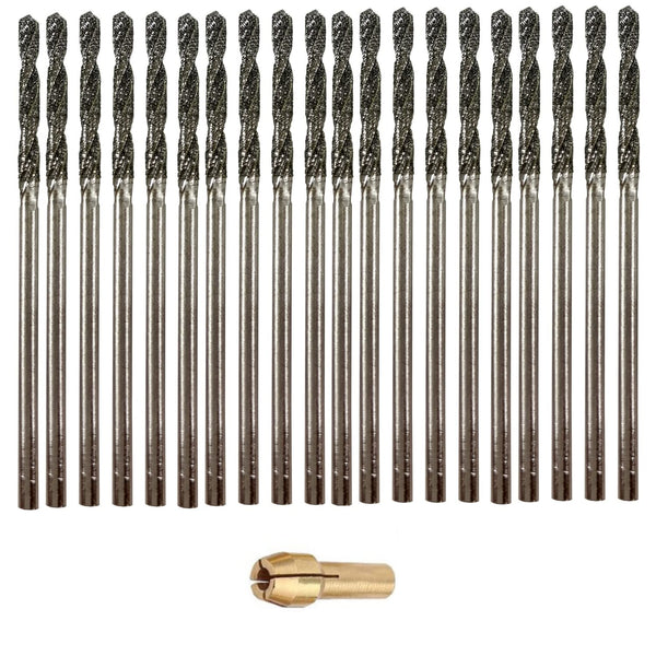 Diamond Drill Bits 2mm, 20 Pieces for Dremel, Jewelry, Beach Glass, Arts Crafts