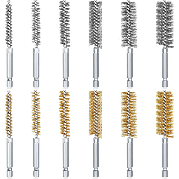 24 Pieces Bore Brush for Drill, Wire Cleaning Brush Set, Stainless Steel Cleaning Brush for Power Drill