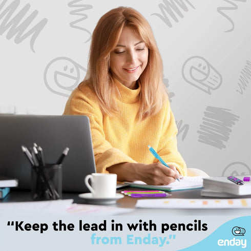 Enday Mechanical Pencils 0.7 mm #2 HB Lead Pencil with Dark Lead, Durable Eraser Refills, 4 Pencils for School, Home,