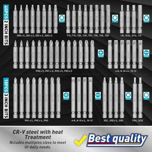 258-Piece Set,Chrome Set, set, Amartisan Ultimate Screwdriver Bit Vanadium Steel Driver Bit Security bit Includes Bits