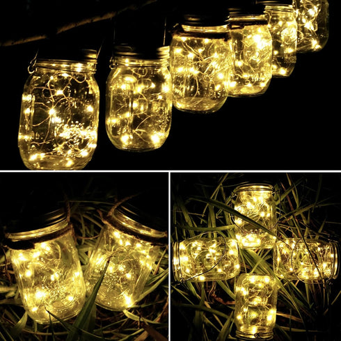 20 10 Pack SmilingTown Solar Light for Mason Jars LED Outdoor Fairy String Light Lids with Hangers for Jar Lantern