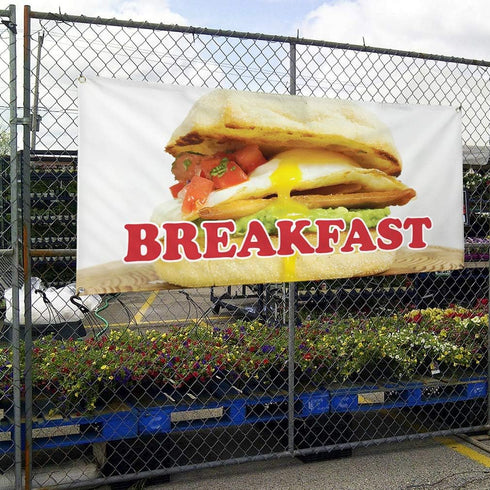 Fastasticdeals 4 Grommets 24x48Inches Vinyl Banner Multiple Sizes Breakfast Outdoor Advertising Printing Restaurant